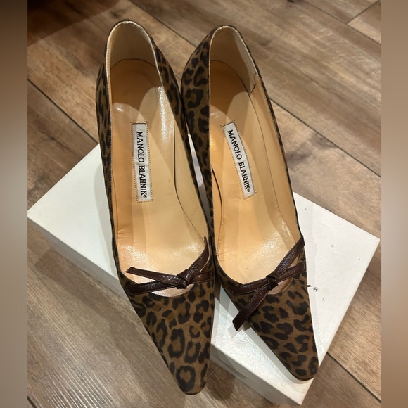 Manolo Blahnik Brown Leopard Heels size 7.5 - Picture 1 of 9